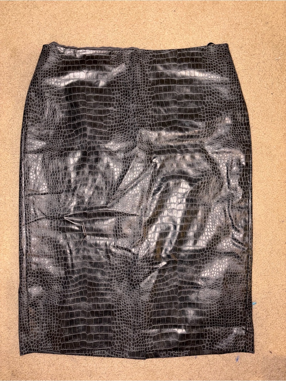 Grey Croc-Embossed Pencil Skirt - Women's